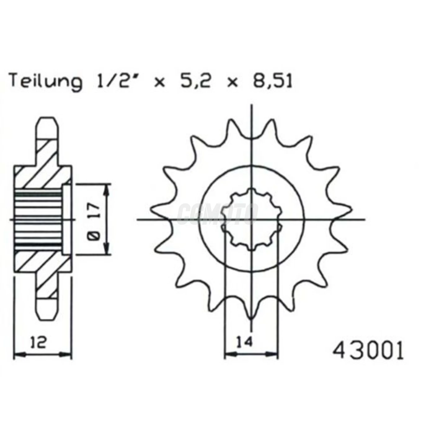 Kit chaine Gilera 50 Rk-hak-Gsm Kit chaine Gilera 50 Rk-hak-Gsm
