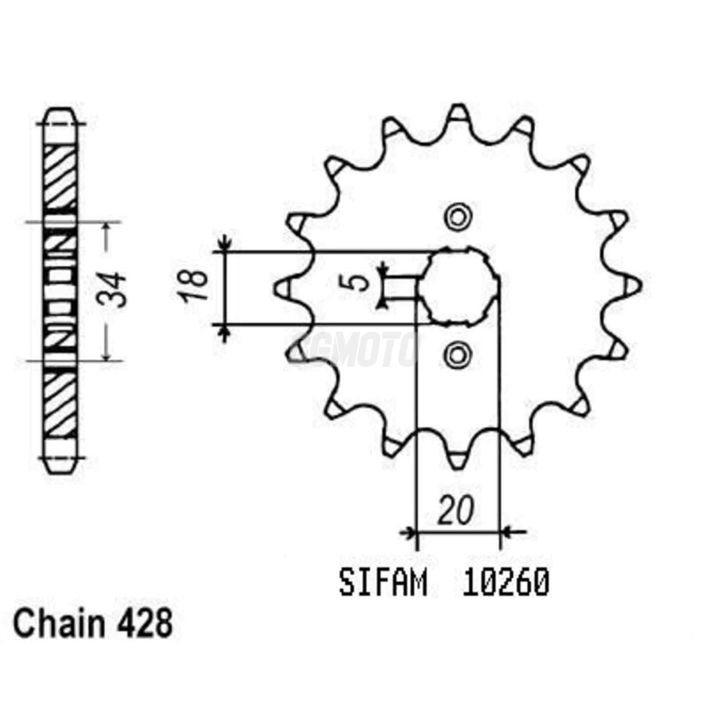 Kit chaine Kymco 125 Sector Kit chaine Kymco 125 Sector