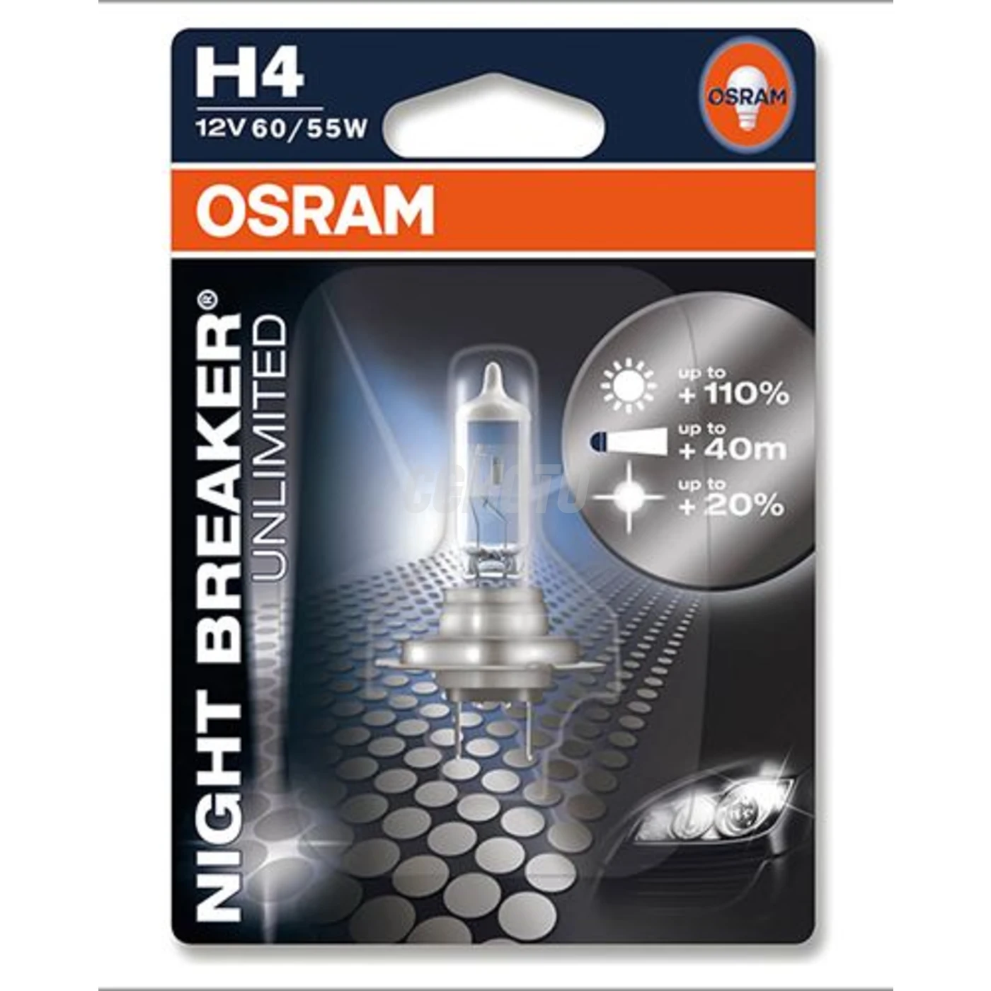 Ampoule H4 Night Breaker - 12V 60/55W P43t Ampoule H4 Night Breaker - 12V 60/55W P43t