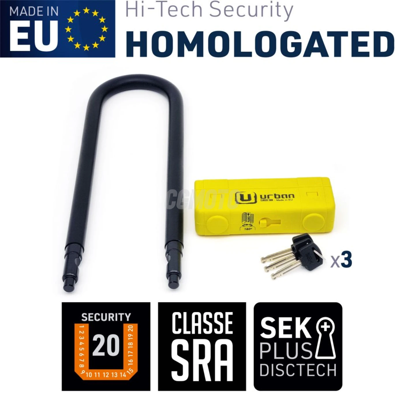 Antivol U diam.18 - 85x300 Jaune Antivol U diam.18 - 85x300 Jaune