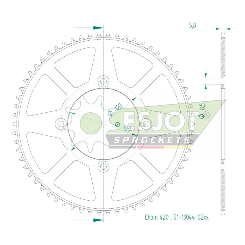 Couronne Alu. 62 Dents Couronne Alu. 62 Dents