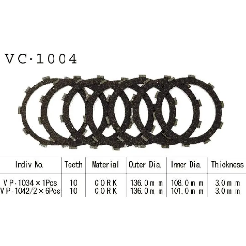Kit Disques d'Embrayage Garnis Cb 500 S/R 1994/2002 Vt600 C Shadow 1989/2001 Kit Disques d'Embrayage Garnis Cb 500 S/R 1994/2002 Vt600 C Shadow 1989/2001