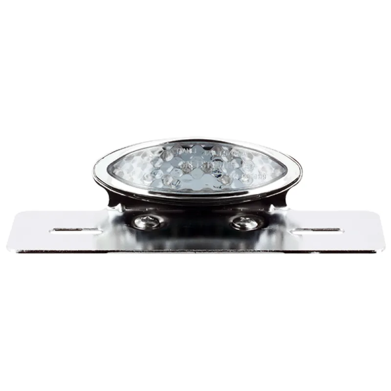 Kit Feu Arriere Ovale Led Chrome avec Cabochon Blanc et Support de Plaque homologué Kit Feu Arriere Ovale Led Chrome avec Cabochon Blanc et Support de Plaque homologué