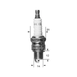 Bougie RG7C Ø14mm Culot: 12mm Bougie RG7C Ø14mm Culot: 12mm
