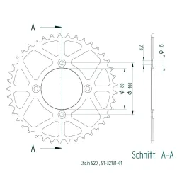 Couronne Alu. 41 dents – Pas 520