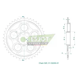 Couronne Alu. 41 dents – Pas 520 Couronne Alu. 41 dents – Pas 520