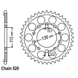 Couronne Racing Yzf 600 R6 98-02 - 520 Couronne Racing Yzf 600 R6 98-02 - 520