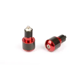 Embouts de Guidon Ronds Ø17 Noir/Carbone Rouge Embouts de Guidon Ronds Ø17 Noir/Carbone Rouge