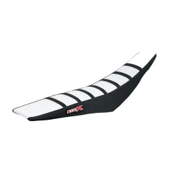 Housse de selle KAWASAKI KX 65 00-20 KLX 110 02-20 TOP WHITE- SIDE BLACK-STRIPES BLACK (M216-3WBB) Housse de selle KAWASAKI KX 65 00-20 KLX 110 02-20 TOP WHITE- SIDE BLACK-STRIPES BLACK (M216-3WBB)