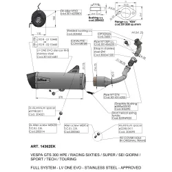 SBK 1/1 PIAGGIO VESPA GTS 300 HPE INOX Ligne complète SBK 1/1 PIAGGIO VESPA GTS 300 HPE INOX Ligne complète