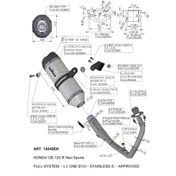 SBK LV ONE EVO 1/1 HONDA CB 125 R INOX with catalyst FULL SYSTEM 1/1 SBK LV ONE EVO 1/1 HONDA CB 125 R INOX with catalyst FULL SYSTEM 1/1