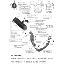 SBK LV ONE EVO 2/1 MT-07 / MT-07 TRACER / XSR 700 INOX BLACK with catalyst FULL SYSTEM 2/1
