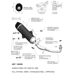 SBK NERO HONDA FORZA 125 (NSS 125)/ABS INOX with catalyst FULL SYSTEM 1/1 SBK NERO HONDA FORZA 125 (NSS 125)/ABS INOX with catalyst FULL SYSTEM 1/1