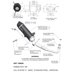 SBK NERO HONDA PCX 125 INOX with catalyst FULL SYSTEM 1/1